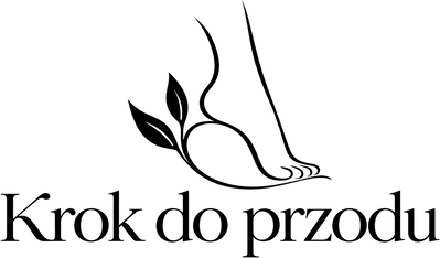 Logo Krok Do Przodu z motywem zadbanej stopy i naturalnych liści